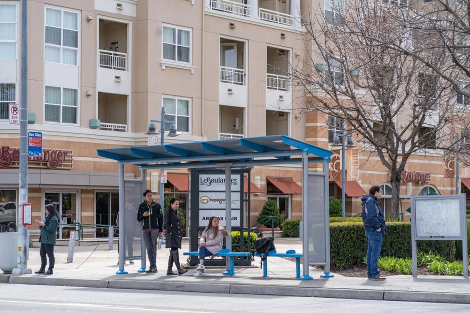 Image of people waiting at Stevens Creek bus shelter.