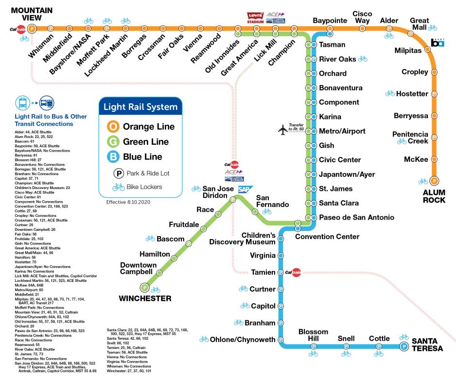 light rail system map