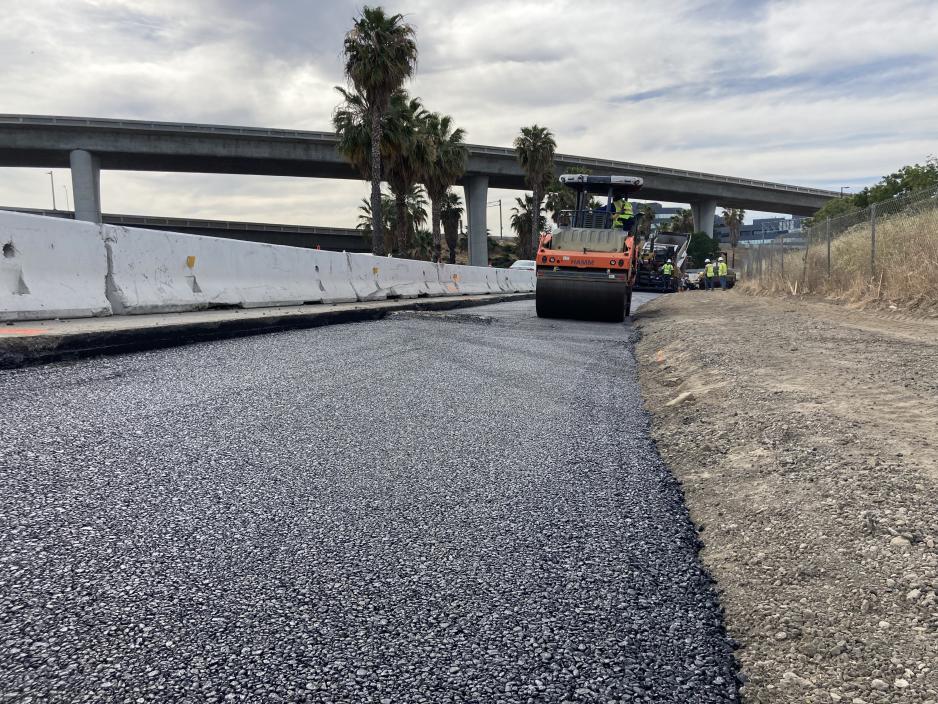 steamroller on road