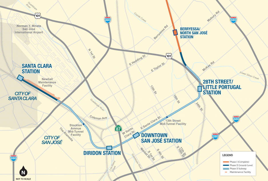 map of BART phase 2 alignment